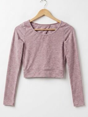 The Constant Open Back Crop Top Heathered Pink Small Athleisure Activewear